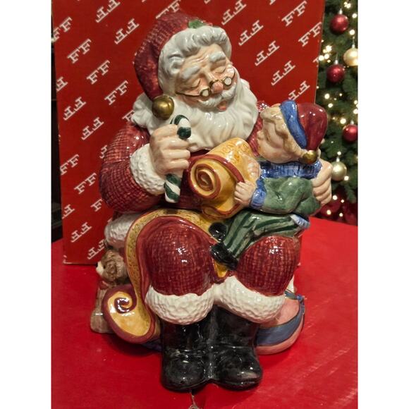 Fitz and Floyd Santa's List Collection Candy Dish with Lid in Original Box RARE - Picture 1 of 8